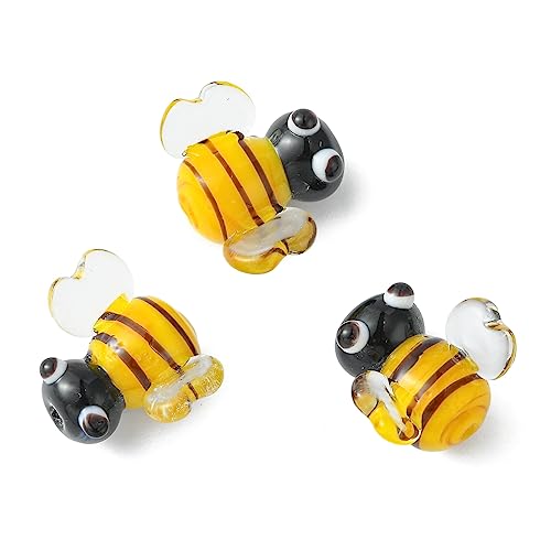 Airssory 5 Stück handgefertigte Lampwork Glas lose Tierperlen Abstandshalter 3D Cartoon Bienen Honigbiene Perlen für Schmuckherstellung DIY Armbänder von Airssory