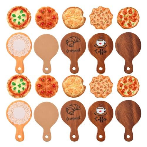Airssory 50 Stück 10 Stil Imitation Pizza Harz Ornament Cabochons Nachahmung Lebensmittel ohne Loch Perlen für DIY Schmuck Verzierung Handwerk Home Schreibtisch Dekor Supplies Bulk von Airssory
