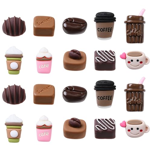 Airssory 50 Stück 10 Stile Kaffee-Thema, undurchsichtig, Harz, Cabochons, niedliche Lebensmittel-, Getränke-, Dessert-, Kuchen-, Flatback-Perlen für DIY-Schmuck, Basteln, Haar-Accessoires von Airssory