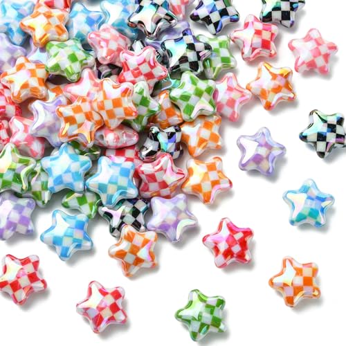 Airssory 50 Stück Stern mit Schottenkaro-Muster Acrylperlen Twinkle Star Himmlische Abstandshalter Perlen für DIY Schmuck Armband Halskette Ohrring Handwerk Tasche Schlüsselanhänger Telefon Dekor Airssory 50 Stück Stern mit Schottenkaro-Muster Acrylperlen Twinkle Star Himmlische Abstandshalter Perlen für DIY Schmuck Armband Halskette Ohrring Handwerk Tasche Schlüsselanhänger Telefon Dekor von Airssory
