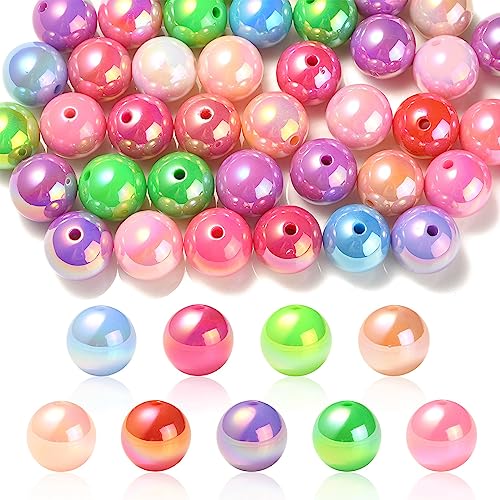Airssory 50 Stück UV-Überzug, regenbogenfarbene, schillernde Acryl-Perlen, bunt, süß, Pastell-Perlen für DIY-Schmuckherstellung, Halskette, Armband von Airssory
