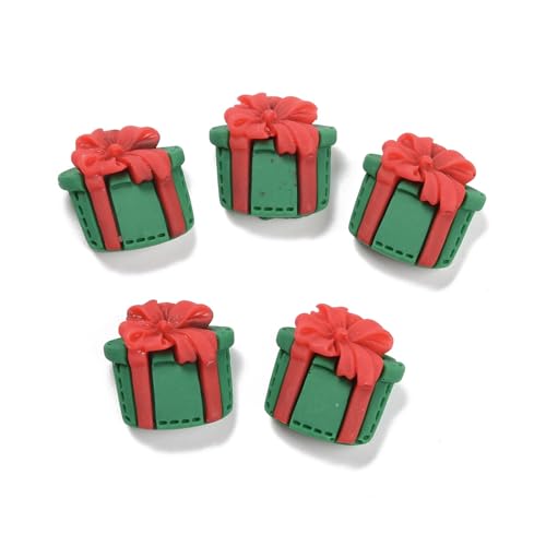 Airssory 50 Stück Weihnachts-Geschenkbox-geformte Harz-Cabochons mit Weihnachtsthema ohne Loch Perlen für DIY Schmuck Verzierung Handwerk Heimdekoration Zubehör von Airssory