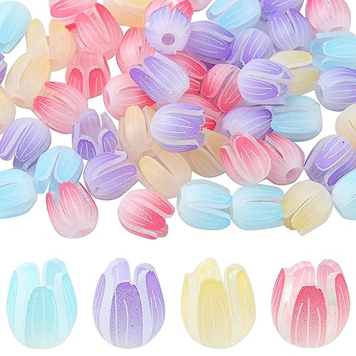 Airssory Bunte Acryl-Blumenknospen, Tulpenperlen für Bastelarbeiten, DIY, Frühling, Sommer, Schmuckherstellung, 50 Stück von Airssory