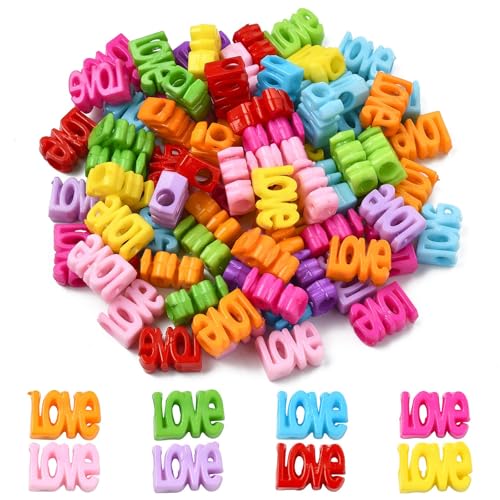 Airssory 50 Stück gemischte Farben Wort Liebe Acrylperlen blickdicht großes Loch Abstandshalter Perlen für DIY Schmuck Armband Halskette Ohrring Handwerk Tasche Schlüsselanhänger Airssory 50 Stück gemischte Farben Wort Liebe Acrylperlen blickdicht großes Loch Abstandshalter Perlen für DIY Schmuck Armband Halskette Ohrring Handwerk Tasche Schlüsselanhänger von Airssory