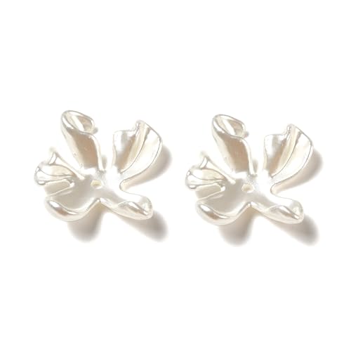 Airssory 50 Stück unregelmäßige Kunstperlen Blume Acryl Abstandshalter Perlenkappen Frühling weiße Blumen Perlen Endkappen für DIY Schmuck Armband Halskette Ohrring Tasche Schlüsselanhänger Dekor von Airssory