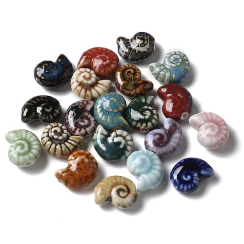 Airssory 50 Stück zufällige Farben, schöne Schneckenmuschelförmige Keramik-Porzellan-Perlen, Ozean-Tier-Cartoon-Abstandshalter, Perlen für DIY-Schmuck, Armband, Halskette, Handwerk, Ohrringe Airssory 50 Stück zufällige Farben, schöne Schneckenmuschelförmige Keramik-Porzellan-Perlen, Ozean-Tier-Cartoon-Abstandshalter, Perlen für DIY-Schmuck, Armband, Halskette, Handwerk, Ohrringe von Airssory