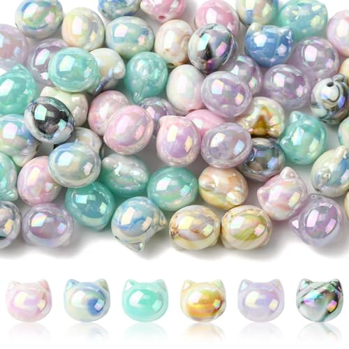Airssory 60 Stück 6 Farben schillernde Katzenkopf-Form Acryl Perlen Schöne Haustier Tiere Spacer Perlen für DIY Schmuck Armband Halskette Ohrring Tasche Schlüsselanhänger Dekor Airssory 60 Stück 6 Farben schillernde Katzenkopf-Form Acryl Perlen Schöne Haustier Tiere Spacer Perlen für DIY Schmuck Armband Halskette Ohrring Tasche Schlüsselanhänger Dekor von Airssory