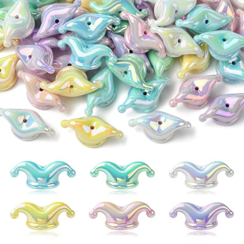 Airssory 60pcs 6 Farben UV Plating Joker Hut Acryl Perlen Clown Cap Spacer Perlen für DIY Schmuck Armband Halskette Ohrring Handwerk Tasche Schlüsselanhänger Telefon Home Decor von Airssory