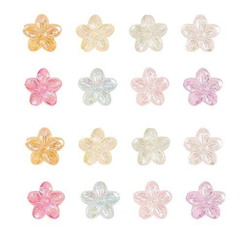 Airssory 80 Stück 8 Farben 15,5 mm AB-farbige Acryl-Blumen-Perlen 5 Blütenblätter glitzernde lose Kunststoffperlen für Schmuckherstellung von Airssory