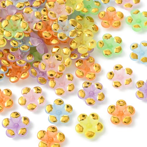 Airssory Acryl-Perlenkappen mit 5 Blütenblumen, Mini-Blumen-Abstandshalter, für Schmuckherstellung, Armbänder, Basteln, 100 Stück Airssory Acryl-Perlenkappen mit 5 Blütenblumen, Mini-Blumen-Abstandshalter, für Schmuckherstellung, Armbänder, Basteln, 100 Stück von Airssory