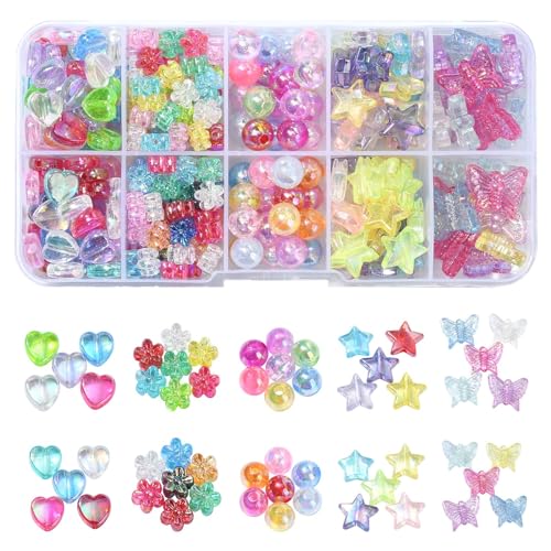 Airssory Acrylperlen, bunt, Herz, Stern, rund, Blume, Schmetterling, AB-Farben, Kunststoff, lose Perlen für DIY-Schmuck, 5 Stile, 310 Stück Airssory Acrylperlen, bunt, Herz, Stern, rund, Blume, Schmetterling, AB-Farben, Kunststoff, lose Perlen für DIY-Schmuck, 5 Stile, 310 Stück von Airssory
