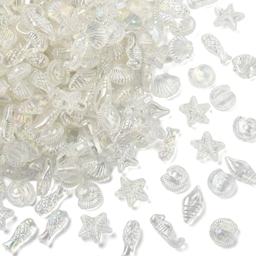 Airssory Acrylperlen aus der Ocean-Serie, galvanisiert, AB-beschichtet, transparent, Meereslebewesen, Meerestierperlen für Schmuckherstellung, DIY-Armband, 500 Stück Airssory Acrylperlen aus der Ocean-Serie, galvanisiert, AB-beschichtet, transparent, Meereslebewesen, Meerestierperlen für Schmuckherstellung, DIY-Armband, 500 Stück von Airssory