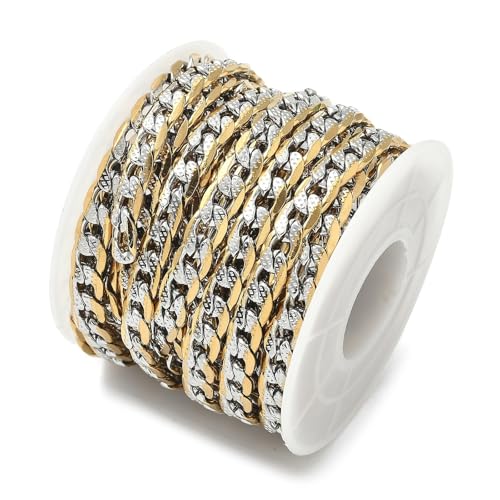 Airssory Cuban Panzerkette aus 304 Edelstahl, vergoldet, kubanische Kettenrolle für Armband, Halskette, Schmuckherstellung, DIY, 9 x 6 mm, 5 m Airssory Cuban Panzerkette aus 304 Edelstahl, vergoldet, kubanische Kettenrolle für Armband, Halskette, Schmuckherstellung, DIY, 9 x 6 mm, 5 m von Airssory
