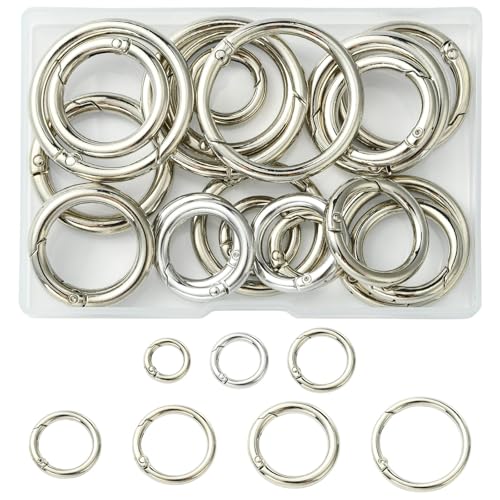 Airssory Federring-Verschlüsse aus Zinklegierung, O-Ringe, Karabinerverschlüsse für Halskette, Armband, Schlüsselanhänger, Handtasche, Schmuckzubehör, 39 x 5 mm, 28 Stück von Airssory