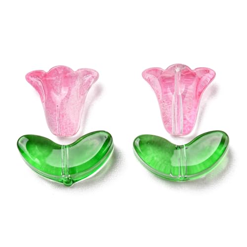 Airssory Glasperlen für Blumen und Blätter, Abstandhalter, grüne Blätter, Tulpenperlen, handgefertigt, lose Glasperlen für Schmuckherstellung, Frühling, Sommer, Valentinstag, Hochzeit, 200 Stück von Airssory