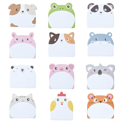 Airssory Haftnotizblöcke mit Tiermotiven, selbstklebend, für Büro, Schule, Party, 5,9–6,6 cm, 12 Stück, 12 Stile, 6,3 cm von Airssory
