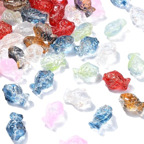 Airssory Handgefertigte Glasperlen in 6 Farben, Fischglasperlen für Schmuckherstellung, Armband, Halskette, Ohrringe, Basteln, 100 Stück Airssory Handgefertigte Glasperlen in 6 Farben, Fischglasperlen für Schmuckherstellung, Armband, Halskette, Ohrringe, Basteln, 100 Stück von Airssory