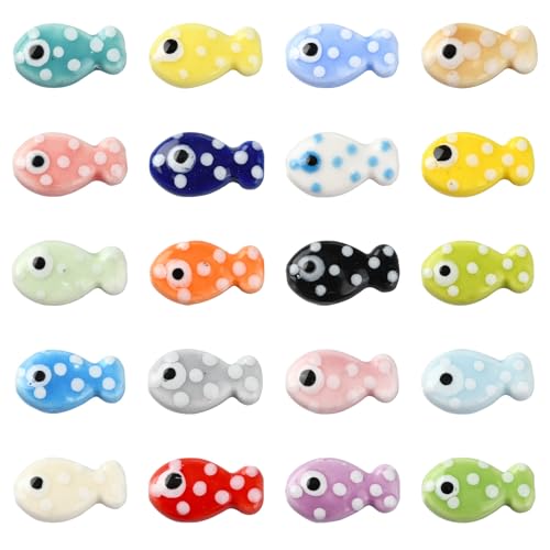 Airssory Keramik-Porzellan-Perlen in Fischform, handgefertigt, glatt, Meerestier, Ozean, Jesus-Perlen für Schmuckherstellung, Armband, Halskette, Ohrringe, Bastelarbeiten, 40 Stück Airssory Keramik-Porzellan-Perlen in Fischform, handgefertigt, glatt, Meerestier, Ozean, Jesus-Perlen für Schmuckherstellung, Armband, Halskette, Ohrringe, Bastelarbeiten, 40 Stück von Airssory