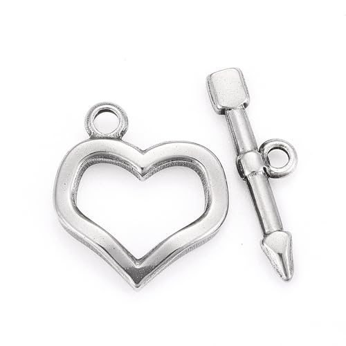 Airssory Knebelverschlüsse aus 304 Edelstahl, Herzform, T-Stange, Endverschluss, Verbindungsstücke für Schmuckherstellung, DIY, Halskette, Armband, 10 Sets Airssory Knebelverschlüsse aus 304 Edelstahl, Herzform, T-Stange, Endverschluss, Verbindungsstücke für Schmuckherstellung, DIY, Halskette, Armband, 10 Sets von Airssory