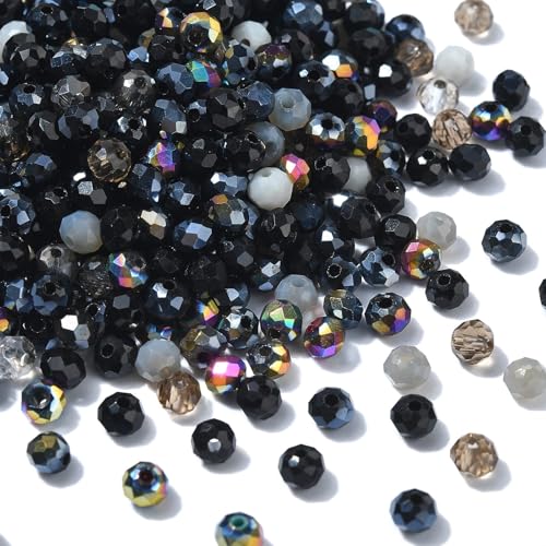Airssory Kristallglasperlen, 500 Stück, 4,5 mm, zufälliges schwarzes Thema, facettierte Rondelle-Glasperlen, Großpackung für Rosenkranz, Schmuckherstellung, Basteln Airssory Kristallglasperlen, 500 Stück, 4,5 mm, zufälliges schwarzes Thema, facettierte Rondelle-Glasperlen, Großpackung für Rosenkranz, Schmuckherstellung, Basteln von Airssory