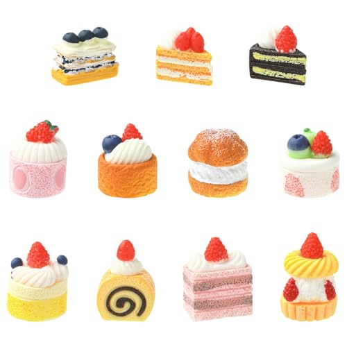 Airssory Miniatur-Figuren in Kuchenform, Kunstharz, Ornament, Süßspeisen, Dessert, ohne Loch, für DIY-Schmuck, Verzierung, Handwerk, Zuhause, Büro, Schreibtisch-Dekoration, 44 Stück von Airssory