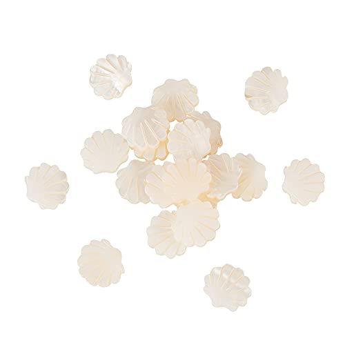 Airssory Natürliche weiße Muschelperlen, Perlmutt, Muschelanhänger, gebohrte Perlen für DIY-Schmuckherstellung, Bastelzubehör, 12 x 12 mm, 20 Stück von Airssory