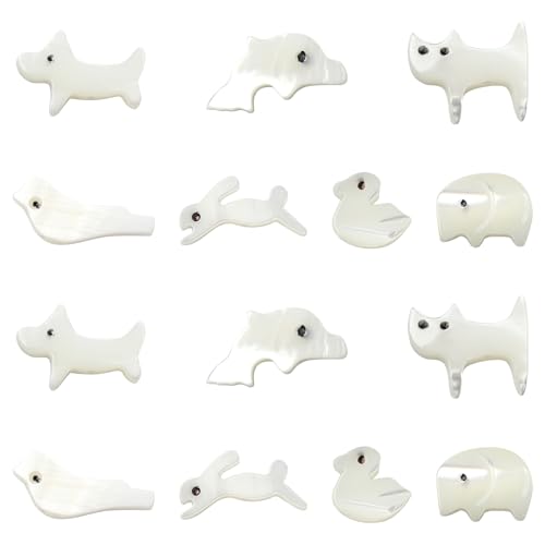 Airssory Perlen mit Tiermotiven in 7 Stilen, natürliche weiße Muschelmotive, Vogel, Hund, Katze, Ente, Delfin, Elefant, Kaninchen, Perlen für DIY-Schmuck, Armband, Halskette, Ohrringe, Tasche von Airssory