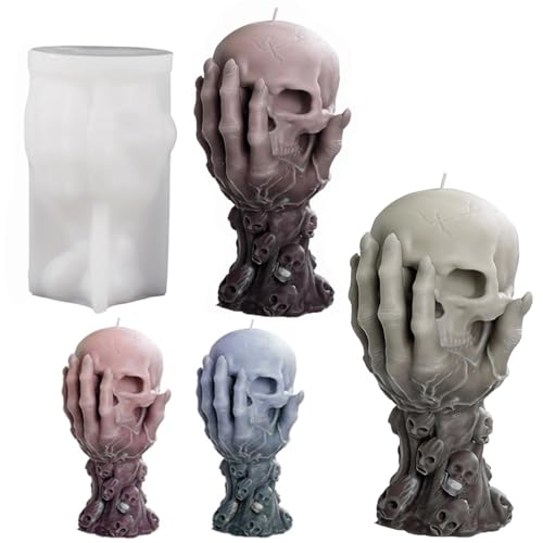 Halloween-Totenkopf-Kerzenformen, 3D-Geister-Hand-Schädel-Silikonformen für Epoxidharz, Silikon, für Aromatherapie, Seife, Kerzen, Formen Halloween-Totenkopf-Kerzenformen, 3D-Geister-Hand-Schädel-Silikonformen für Epoxidharz, Silikon, für Aromatherapie, Seife, Kerzen, Formen von Airuiwu
