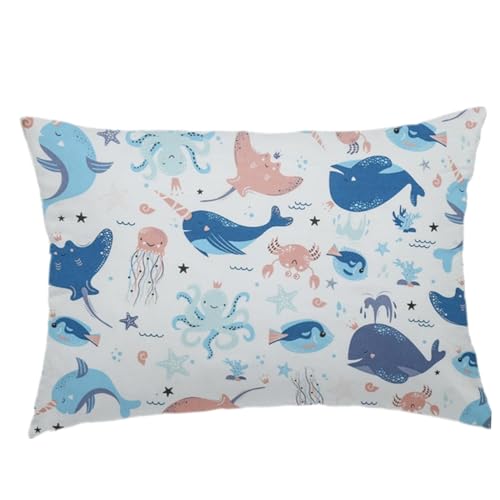 Aisawate Kopfkissen Kleinkind mit Kissenbezug - 35x50 cm Weich Bio Baumwolle Kissen Kinder zum Schlafen - Waschbar Kleinkind Kopfkissen - Kinderkopfkissen für Kleinkinder - Kinderkissen（Ozean） von Aisawate