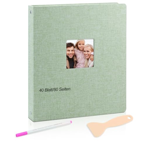 Premium Leinen-Fotoalbum 30x26 cm Grünem mit Klebeseiten Stift, 40 Blatt/80 Seiten Archivqualität, Ideal für Baby Hochzeit Reisen Weihnachten Geburtstage Jubiläen Grünem Premium Leinen-Fotoalbum 30x26 cm Grünem mit Klebeseiten Stift, 40 Blatt/80 Seiten Archivqualität, Ideal für Baby Hochzeit Reisen Weihnachten Geburtstage Jubiläen Grünem von Aischens