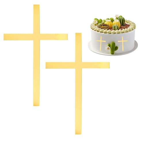 Goldene Kreuz Cake Topper – 2 Stück Tortendeko Taufe & Firmung, Acryl Cake Topper Taufe für Mädchen & Jungen, Elegante Deko Torte, Kommunion & Firmung Tortendeko Goldene Kreuz Cake Topper – 2 Stück Tortendeko Taufe & Firmung, Acryl Cake Topper Taufe für Mädchen & Jungen, Elegante Deko Torte, Kommunion & Firmung Tortendeko von Aisikoo