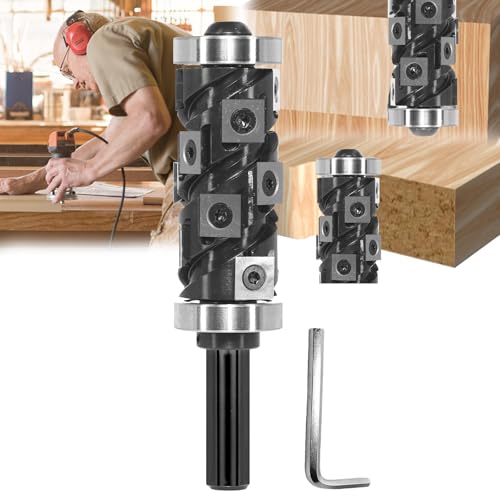 Bündigfräser, Wendeplatten Fräser 12mm Schaft VHM Spiralfräser Kopierfräser für Oberfräse 30mm Schnittdurchmesser Bündigfräser Kugellager Oben und Unten mit 12 Hartmetalleinsätze von Aisny