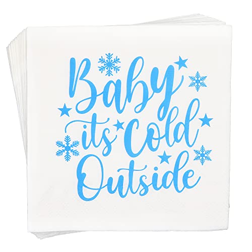 Aisosiks Baby-Party-Servietten, Winter-Babyparty-Dekorationen, Blau, 2-lagig, 5 Zoll x 5 Zoll, 50 Stück von Aisosiks