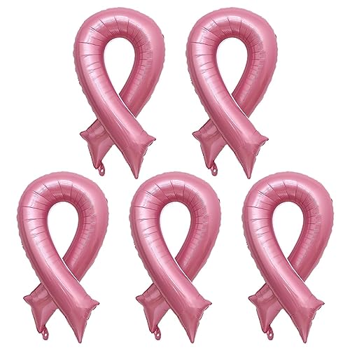 Brustkrebs-Ballons | Brustkrebs-Band-Partybevorzugungsballons 5 Stück | Rosa Accessoires zur Aufklärung über Brustkrebs, 91,4 cm große Brustkrebs-Dekorationen, rosa für die Brust Aisyrain von Aisyrain