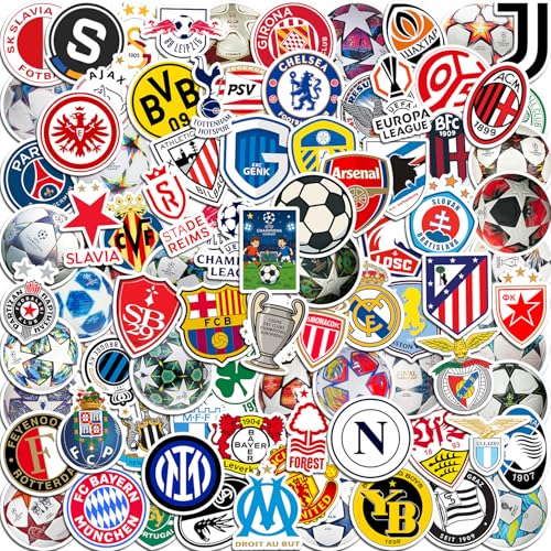 105 Fußball Fußballclub SetAufkleber Vinyl wasserdicht für Wasserflaschen Scrapbooking Laptops Gepäck Geschenke für Kinder Jugendliche Erwachsene Wasserfeste Sticker von Aithney