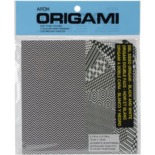 Aitoh Origami-Papier, doppelseitig, Schwarz und Weiß, 14,9 x 14,9 cm, Weiß, 24 Stück von Aitoh