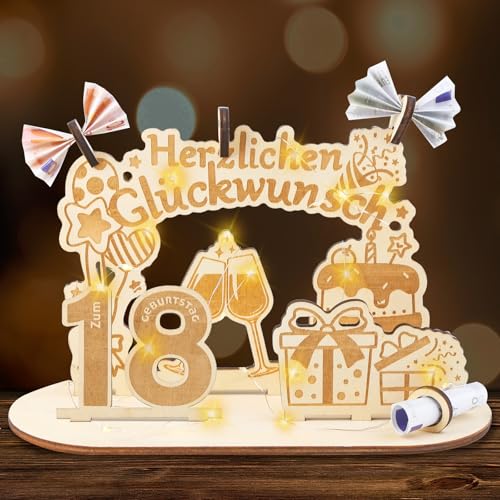 18 Geburtstag Geschenk Mädchen Jungen, Geldgeschenke Holz mit LED Lichterkette, Holzschild Gästebuch 18 Geburtstag Geschenk 18 Geburtstag Geschenk Mädchen Jungen, Geldgeschenke Holz mit LED Lichterkette, Holzschild Gästebuch 18 Geburtstag Geschenk von Aitsite