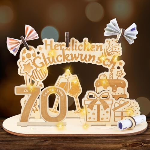 70 Geburtstag Mann Frau, Geldgeschenke Geburtstag Holz mit LED Lichterkette, Holzschild Gästebuch Geschenk zum 70 Hochzeitstag 70 Geburtstag Mann Frau, Geldgeschenke Geburtstag Holz mit LED Lichterkette, Holzschild Gästebuch Geschenk zum 70 Hochzeitstag von Aitsite