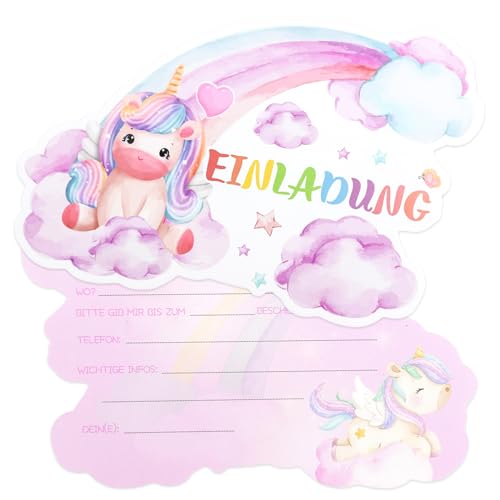 Aitsite 12x Einladungskarten Einhorn - Geburtstagsfeier Kinderparty Einladungskarte - Mädchen Jungen Kinder Eintritt Einschulung und Geburtstagseinladungen Aitsite 12x Einladungskarten Einhorn - Geburtstagsfeier Kinderparty Einladungskarte - Mädchen Jungen Kinder Eintritt Einschulung und Geburtstagseinladungen von Aitsite