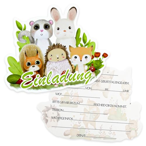 Aitsite 12x Einladungskarten Kindergeburtstag - Waldtiere Design Geburtstagsfeier Kinderparty Einladungskarte - Mädchen Jungen Kinder Eintritt Einschulung und Geburtstagseinladungen Aitsite 12x Einladungskarten Kindergeburtstag - Waldtiere Design Geburtstagsfeier Kinderparty Einladungskarte - Mädchen Jungen Kinder Eintritt Einschulung und Geburtstagseinladungen von Aitsite