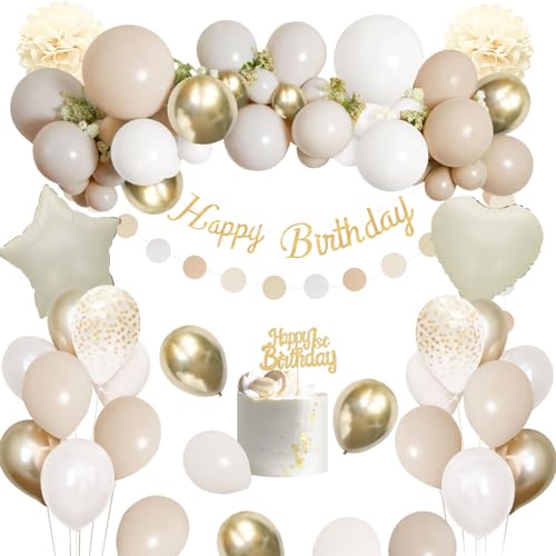 Geburtstagsdeko Frauen Beige Gold, AivaToba Geburtstag Deko Sandweiß Gold Mädchen Junge, Beige Luftballons Geburtstag, Pompons für Männer Frauen Geburtstag Deko. Geburtstagsdeko Frauen Beige Gold, AivaToba Geburtstag Deko Sandweiß Gold Mädchen Junge, Beige Luftballons Geburtstag, Pompons für Männer Frauen Geburtstag Deko. von AivaToba