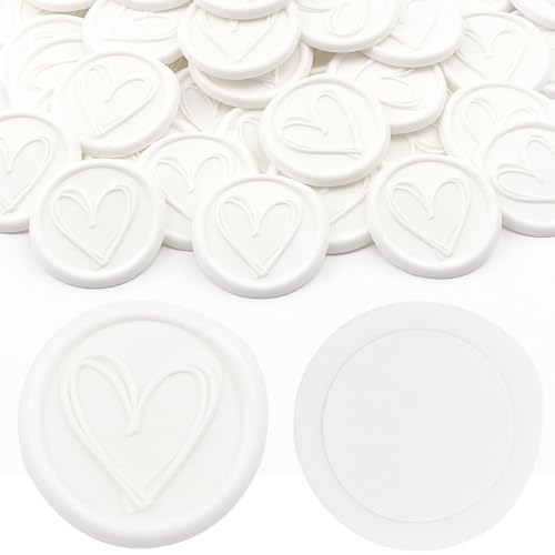 Aiviman 30 Stück Wachssiegel-Aufkleber, weiß, doppellagig, Liebesmuster, selbstklebende Briefumschlag-Aufkleber, ideal für Geschenkverpackungen, Hochzeitseinladungen, Grußkarten, Weihnachtsdekoration von Aiviman