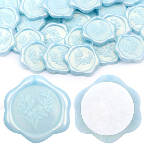 Aiviman Wachssiegel-Aufkleber, Eukalyptusblätter, blau, selbstklebend, ideal für Geschenkverpackungen, Hochzeitseinladungen, Weinpakete, Weihnachten, 20 Stück von Aiviman