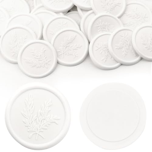 Aiviman Wachssiegel-Aufkleber im Rosmarin-Stil, weiß, selbstklebend, ideal für Geschenkverpackungen, Hochzeitseinladungen, Grußkarten, Weihnachten, 25 Stück von Aiviman