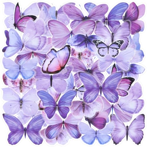 40 x violette Schmetterlings-Aufkleber, Scrapbook-Aufkleber, wasserdicht, für Tagebuch, Laptop, Geschenk, Wasserflasche, Handyhüllen für Erwachsene und Kinder, ästhetisches Handwerk 40 x violette Schmetterlings-Aufkleber, Scrapbook-Aufkleber, wasserdicht, für Tagebuch, Laptop, Geschenk, Wasserflasche, Handyhüllen für Erwachsene und Kinder, ästhetisches Handwerk von Aixoom