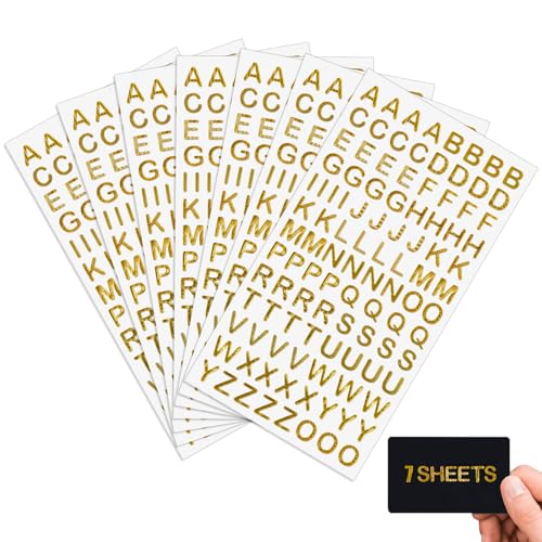 7 Blatt Buchstabenaufkleber, Gold Alphabet Aufkleber Selbstklebender Buchstabe für Geschenk, Sammelalben, Grußkarten, Kunsthandwerk von Aixoom