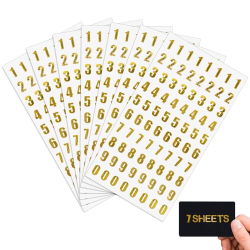 7 Blatt Zahlenaufkleber, Gold, Zahlenaufkleber, selbstklebend, für Geschenk, Sammelalben, Grußkarten, Kunsthandwerk, Datum 7 Blatt Zahlenaufkleber, Gold, Zahlenaufkleber, selbstklebend, für Geschenk, Sammelalben, Grußkarten, Kunsthandwerk, Datum von Aixoom