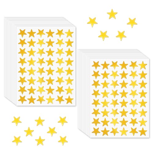 Aixoom 1440 Stück kleine Stern-Aufkleber, Goldfolie, Sternaufkleber für Kinder, Belohnung, 1,3 cm, Sternaufkleber für Kinder, Stirn, perfekt für Hausaufgaben, Belohnungstafeln (30 Blatt) von Aixoom