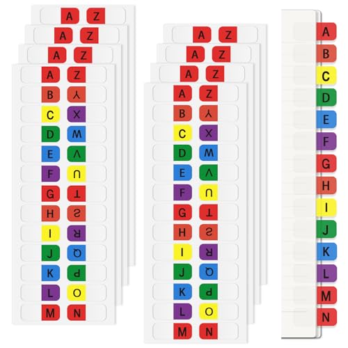 Aixoom A-Z Klebe-Register, mehrfarbig, Alphabet-Index-Registerkarten, selbstklebend, transparent, permanente, alphabetische Registerkarten, kleine Buch-Tabs für Notebooks, Wörterbuchdateien (208) von Aixoom