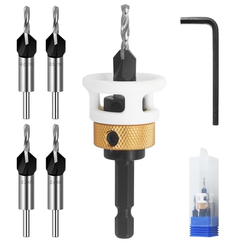 Aiyomi 6 tlg Kegelsenker-Bohrer-Set, Senker Holzbohrer mit 1/4" Hex Schaft, 4 Größen, einfache Installation, präzises Bohren, rutschfester Griff, präzise Bohrungen für Holzverarbeitung Aiyomi 6 tlg Kegelsenker-Bohrer-Set, Senker Holzbohrer mit 1/4" Hex Schaft, 4 Größen, einfache Installation, präzises Bohren, rutschfester Griff, präzise Bohrungen für Holzverarbeitung von Aiyomi